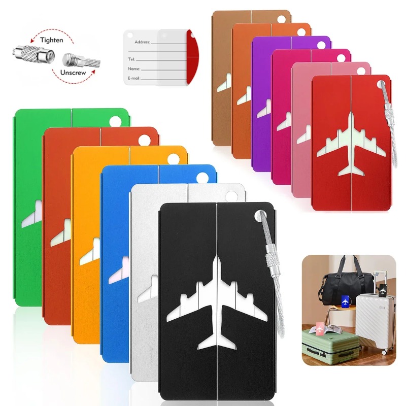 Travel Accessories Plane - Aluminiumlegierung Reisegepäckanhänger Hängeetikett Kofferanhänger Flugzeug-Namensschild mit